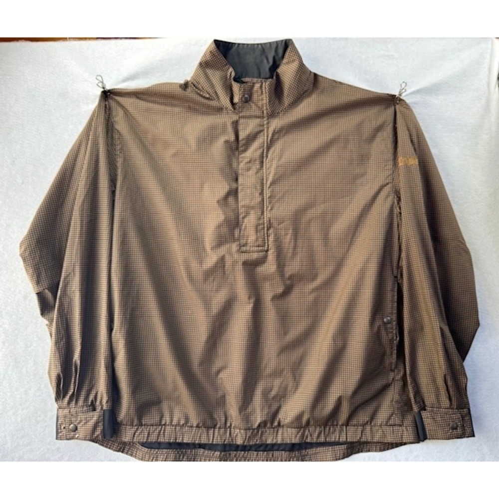 FootJoy DryJoys Mens Golf Rain Jacket Brown Houndstooth Quarter‎ Snap Pullover